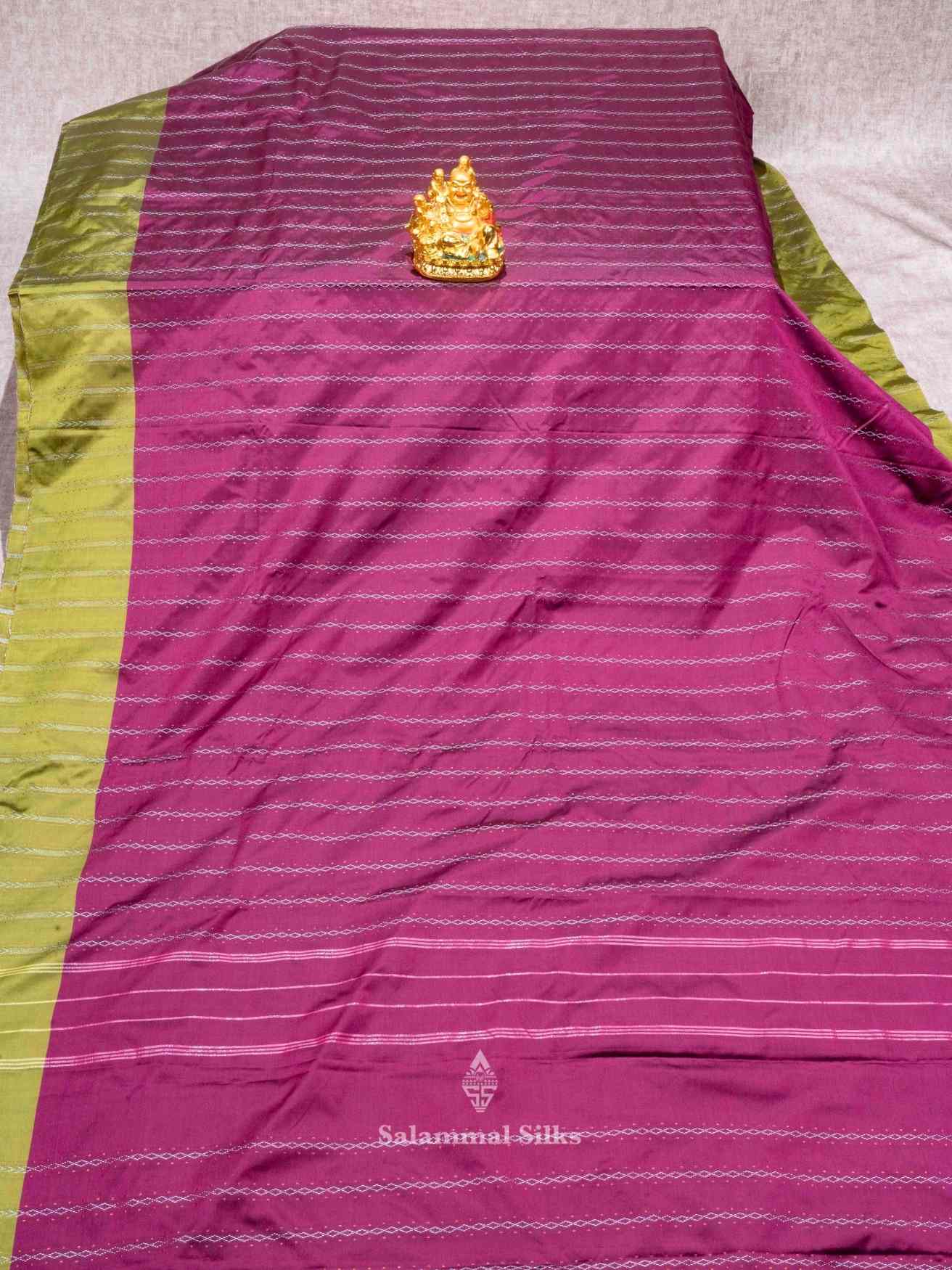 Olive Green Color Arni Semi-Silk saree with Maroon Blouse