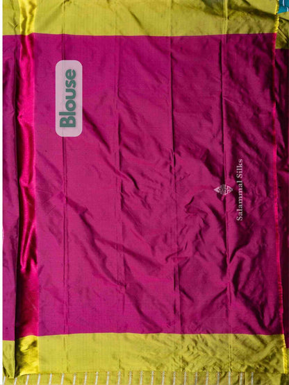 Olive Green Color Arni Semi-Silk saree with Maroon Blouse