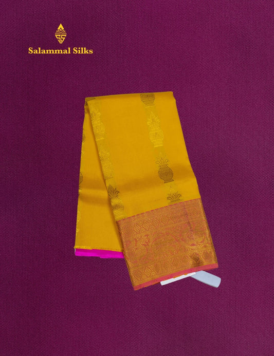 Pure Silk Pattu Pavadai (Mustard Yellow ) With Pink Blouse 18"