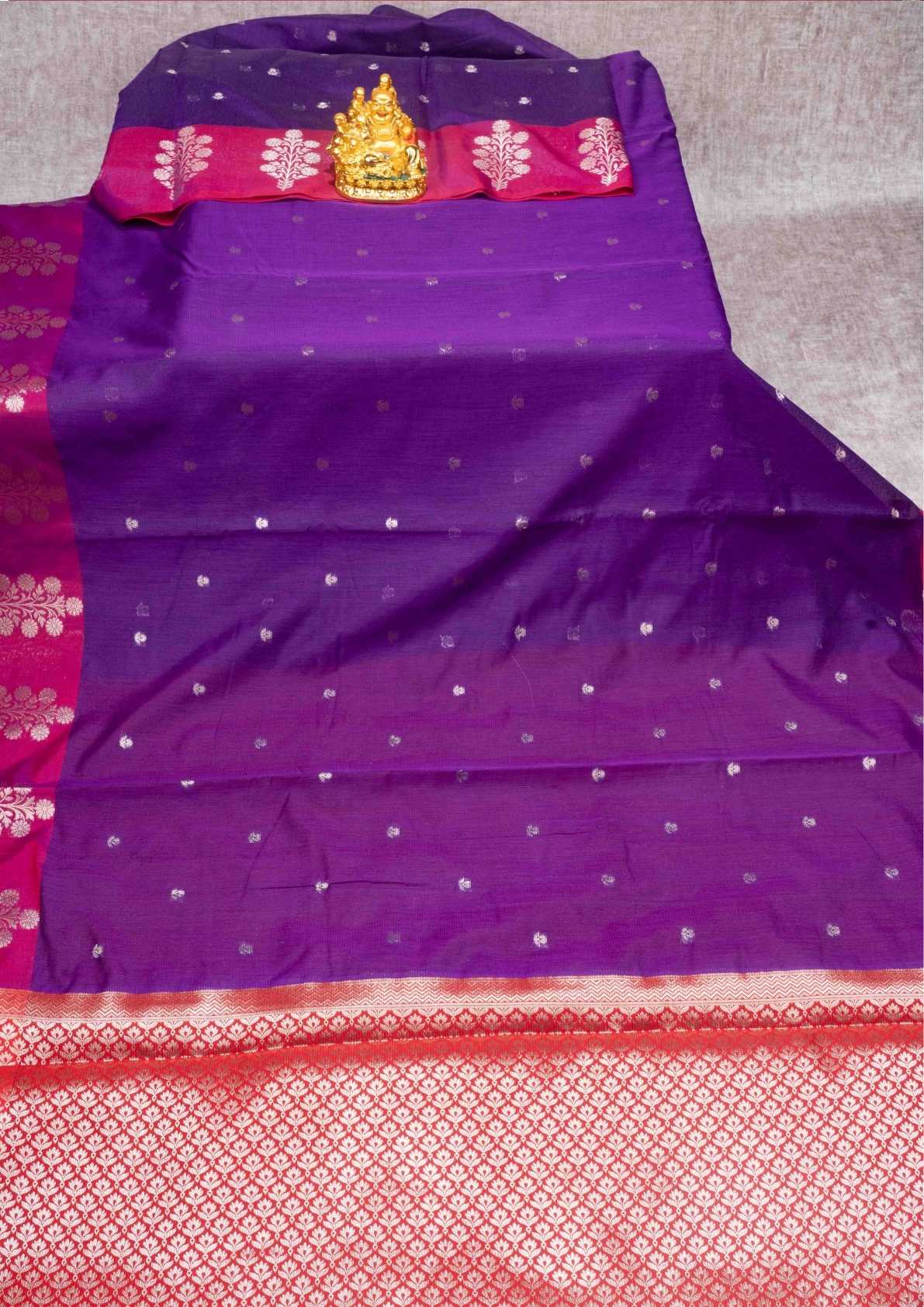 Fancy Cotton Mix Saree Brown With Grand Blouse