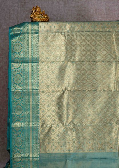 Light Green Tissue  Bridal Puremix Silk Saree With Green Border