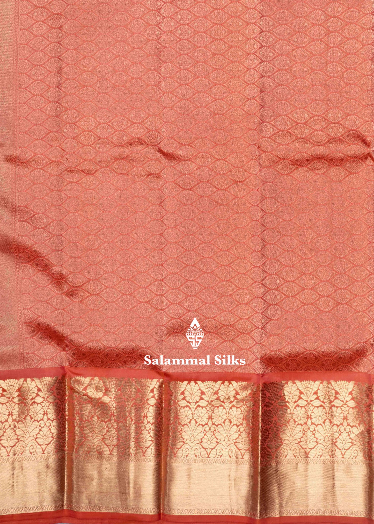 Orange Color Kanjivaram Pure Silk Saree Pallakku fancy Border and Blouse