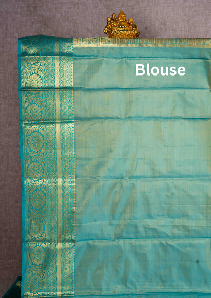 Light Green Tissue  Bridal Puremix Silk Saree With Green Border
