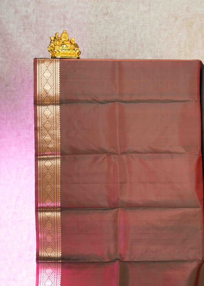 Kanjivaram Bottle Green Pure Silk Saree With Maroon Blouse