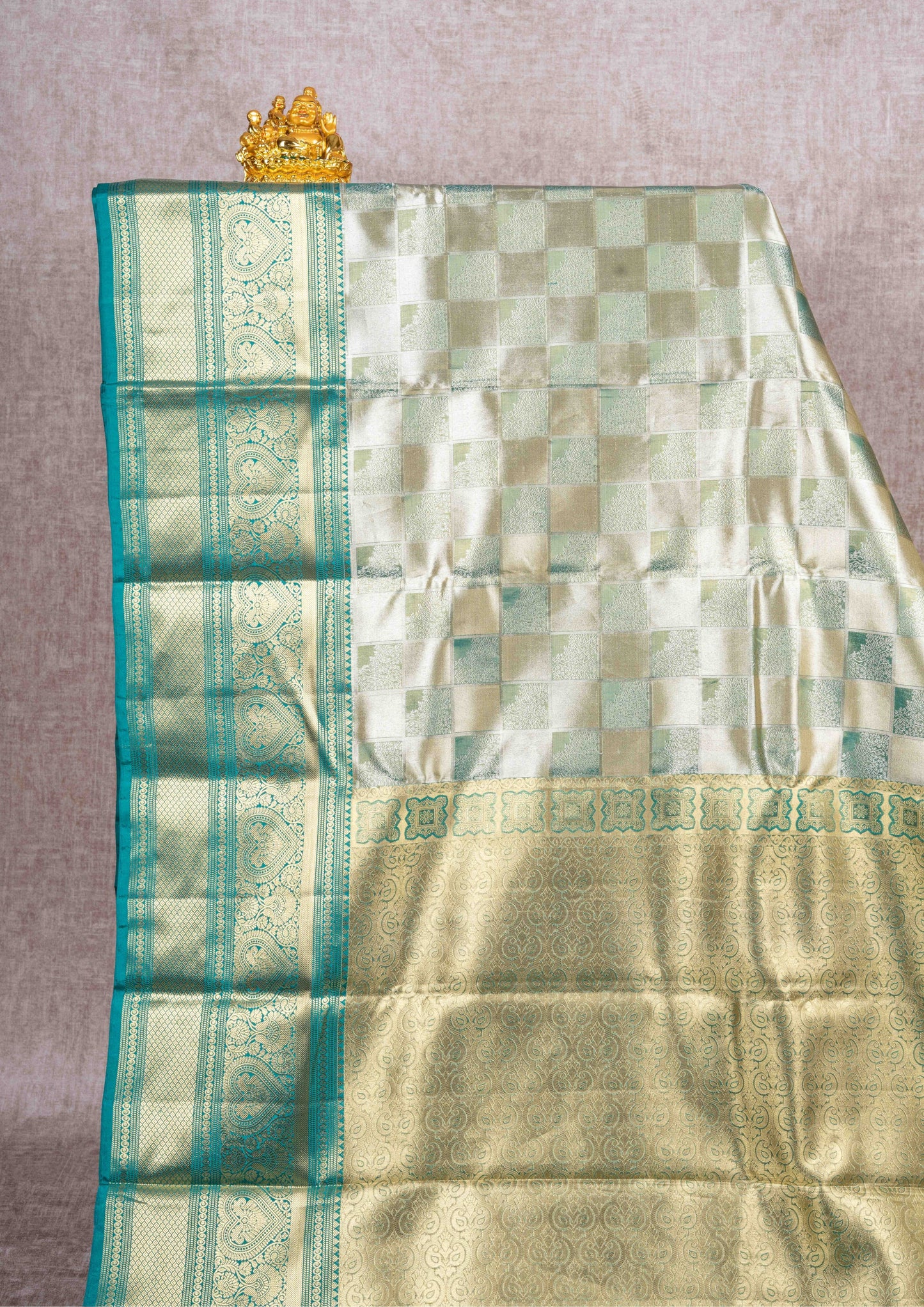 Green Sade Tissue  Bridal Puremix Silk Saree With Green Border