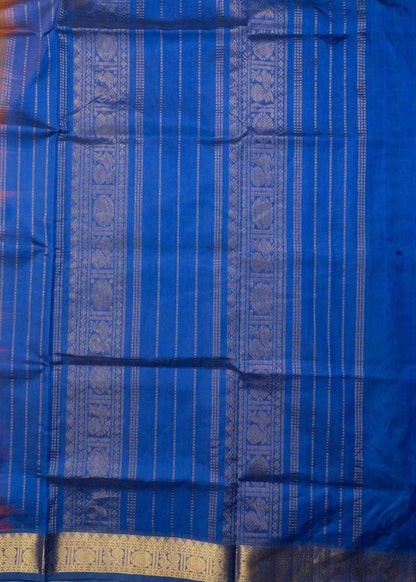 Gold Kanjivaram Pure Silk Cotton with Olive Violet Blouse