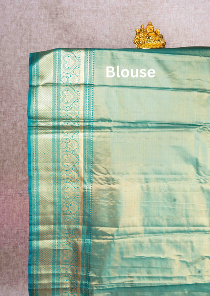 Green Sade Tissue  Bridal Puremix Silk Saree With Green Border
