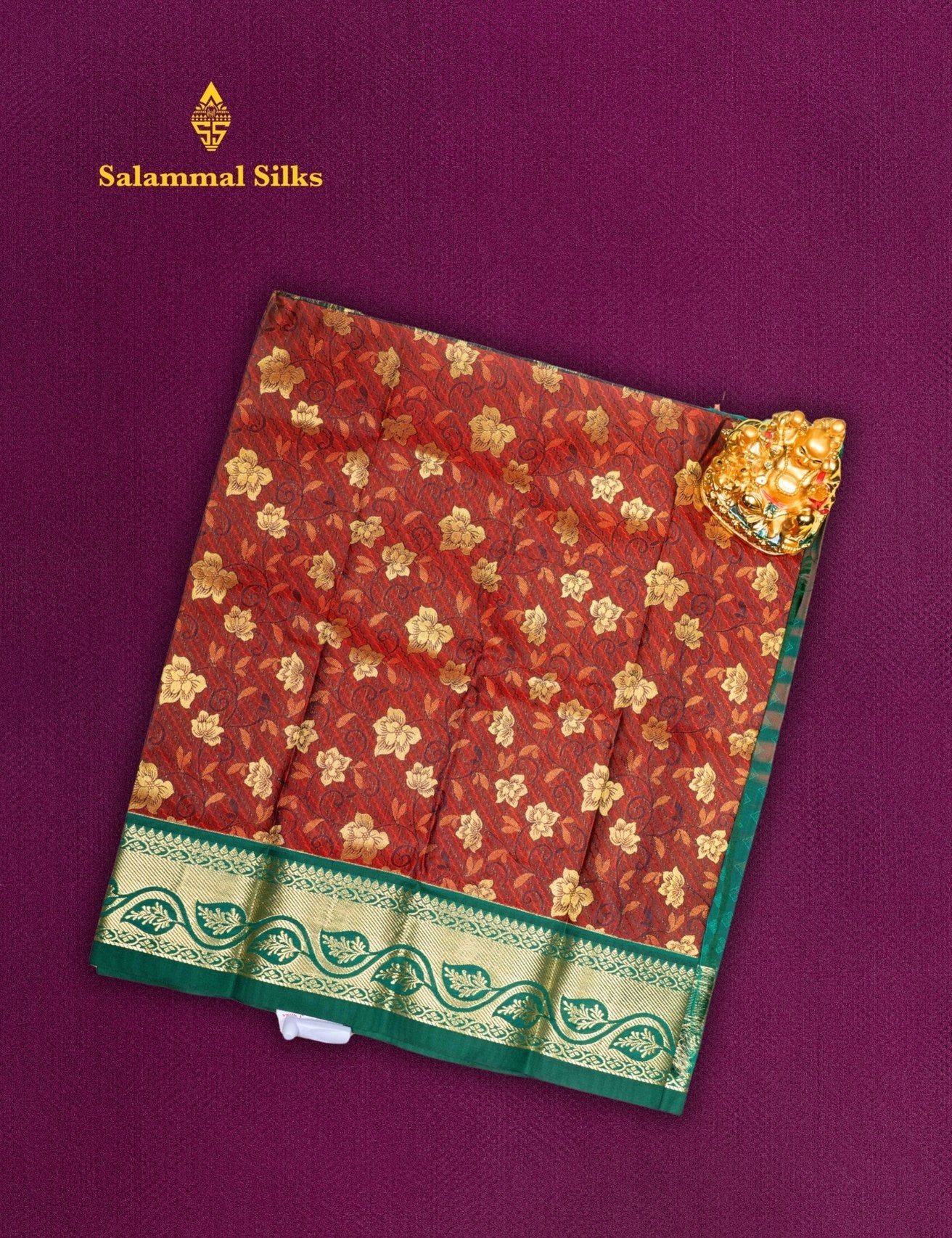 Mix Pattu Pavadai (Brown Colour) With Green Blouse 18"