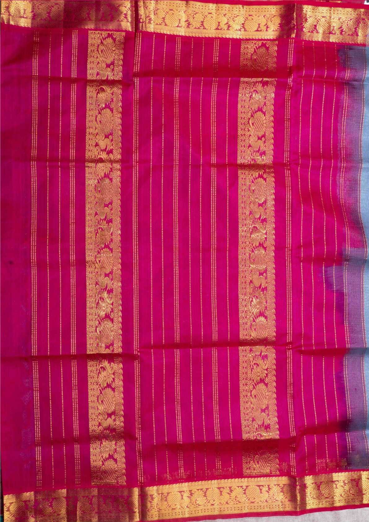 Gray Kanjivaram Pure Silk Cotton with Pink Blouse