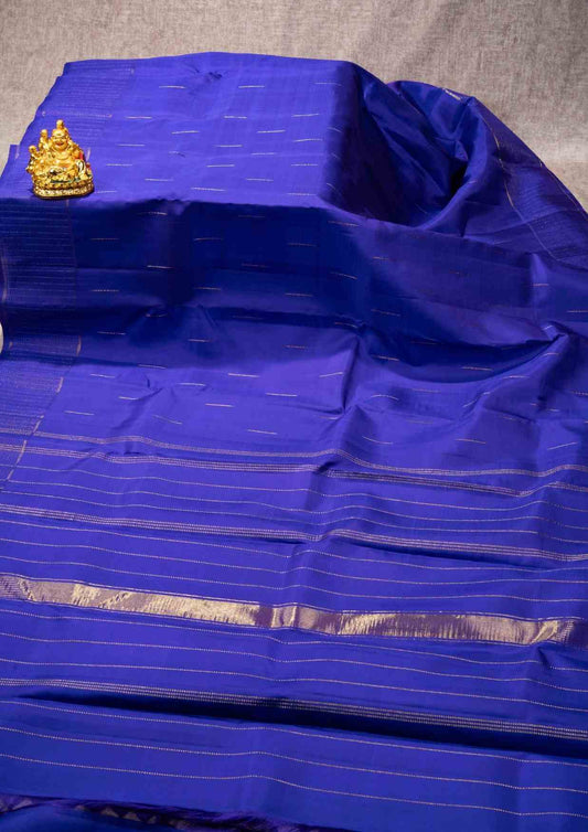 Kanjivaram Violet Pure Silk Saree 3G Zari With Plain Violet Colour Blouse