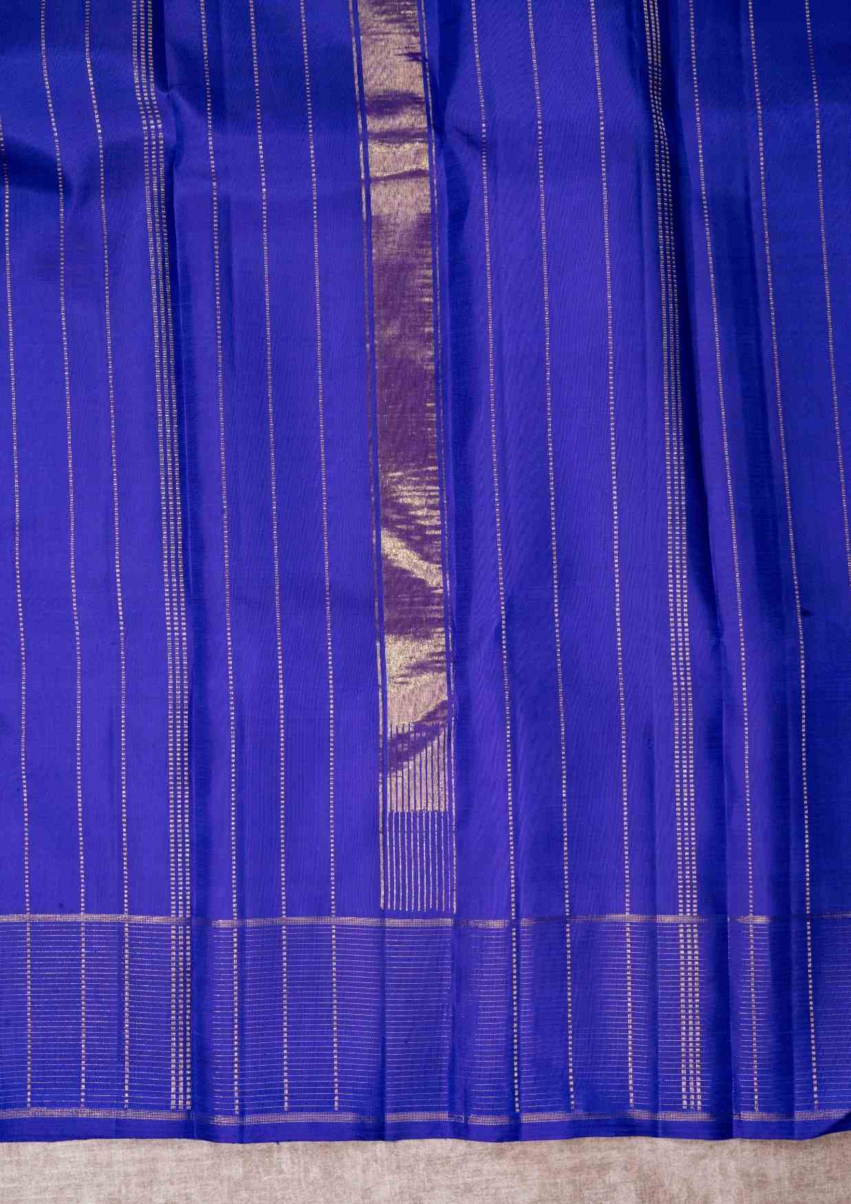Kanjivaram Violet Pure Silk Saree 3G Zari With Plain Violet Colour Blouse