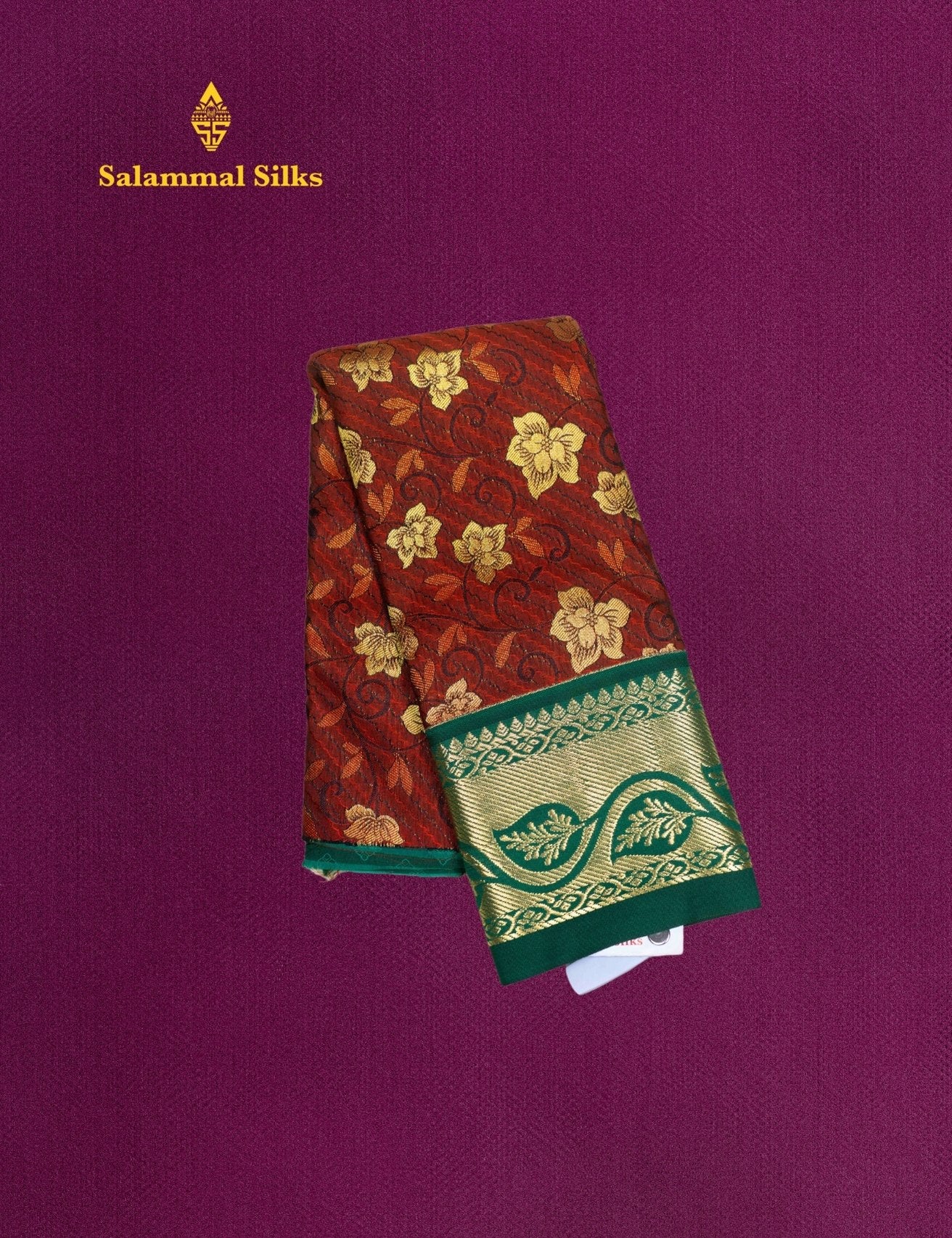 Mix Pattu Pavadai (Brown Colour) With Green Blouse 18"