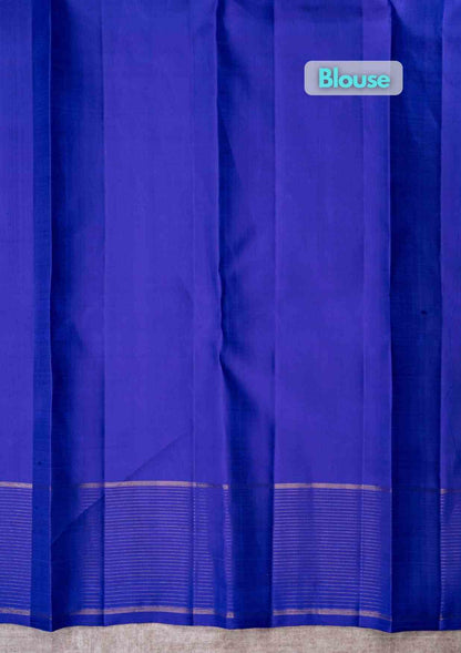 Kanjivaram Violet Pure Silk Saree 3G Zari With Plain Violet Colour Blouse