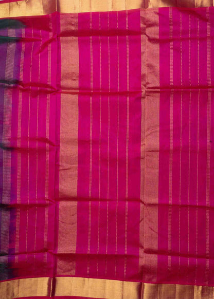 Violet Kanjivaram Pure Silk Cotton with Pink Blouse