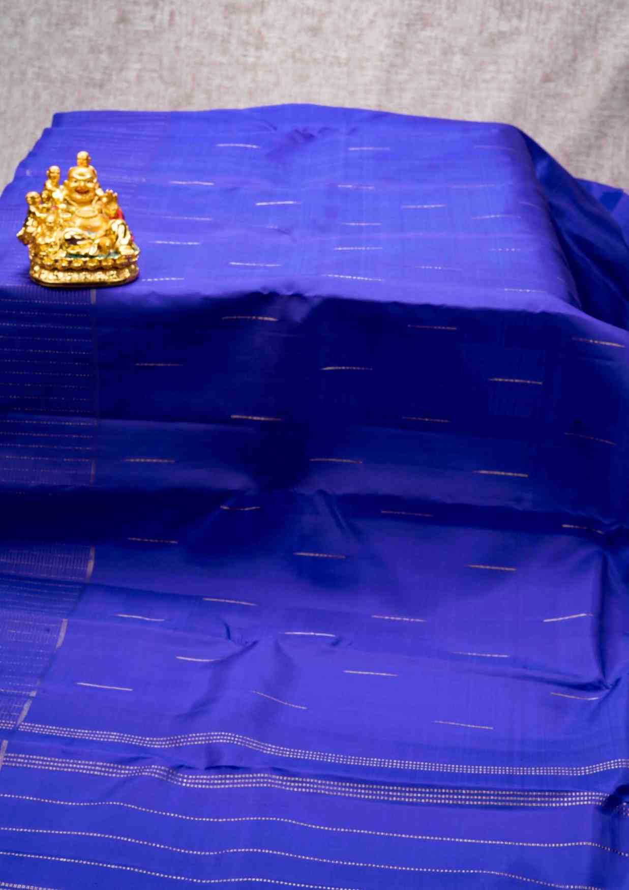 Kanjivaram Violet Pure Silk Saree 3G Zari With Plain Violet Colour Blouse