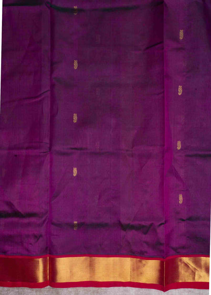 Violet Kanjivaram Pure Silk Cotton with Pink Blouse