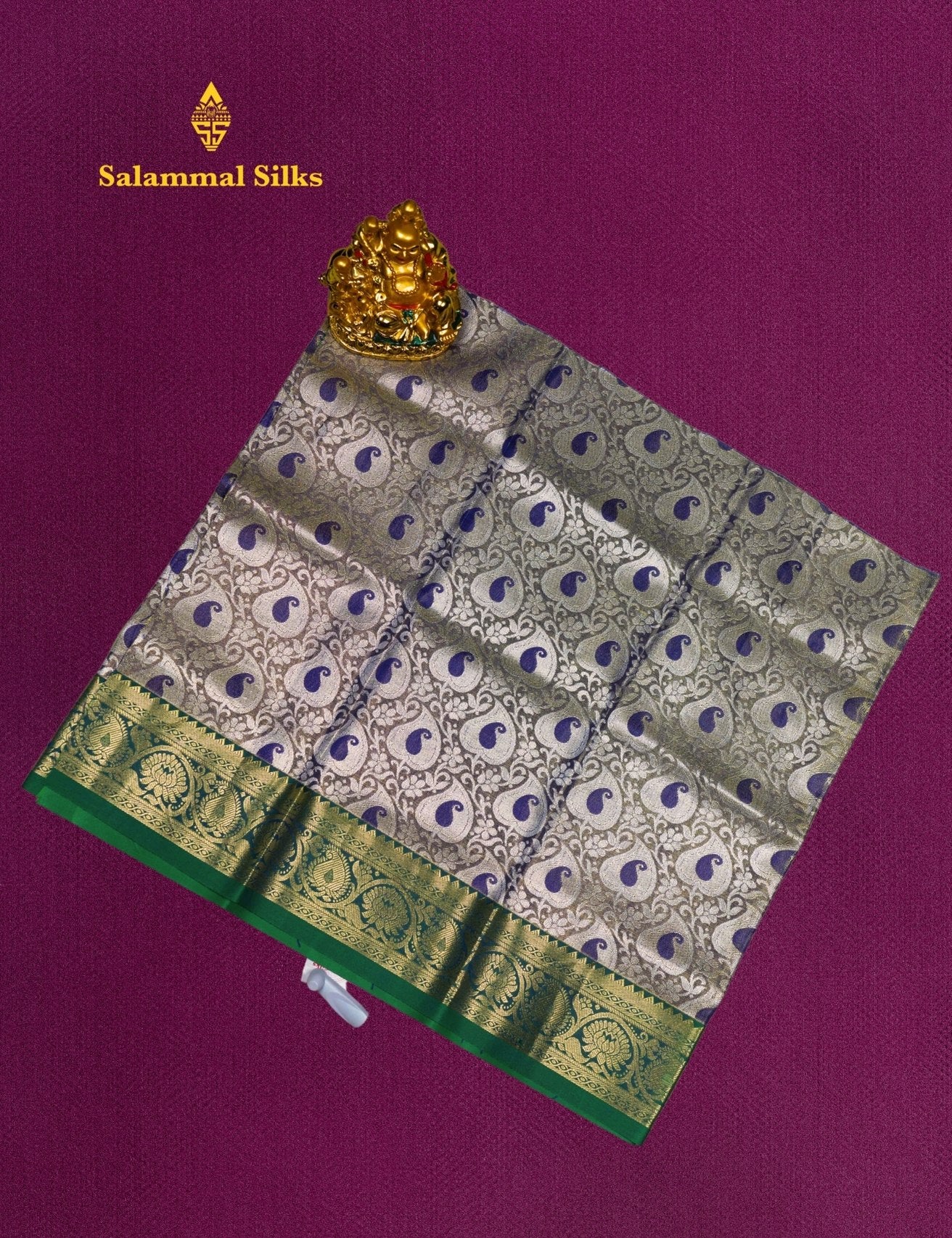 Mix Pattu Pavadai (Olive Violet) With Parrot Green Blouse 18"