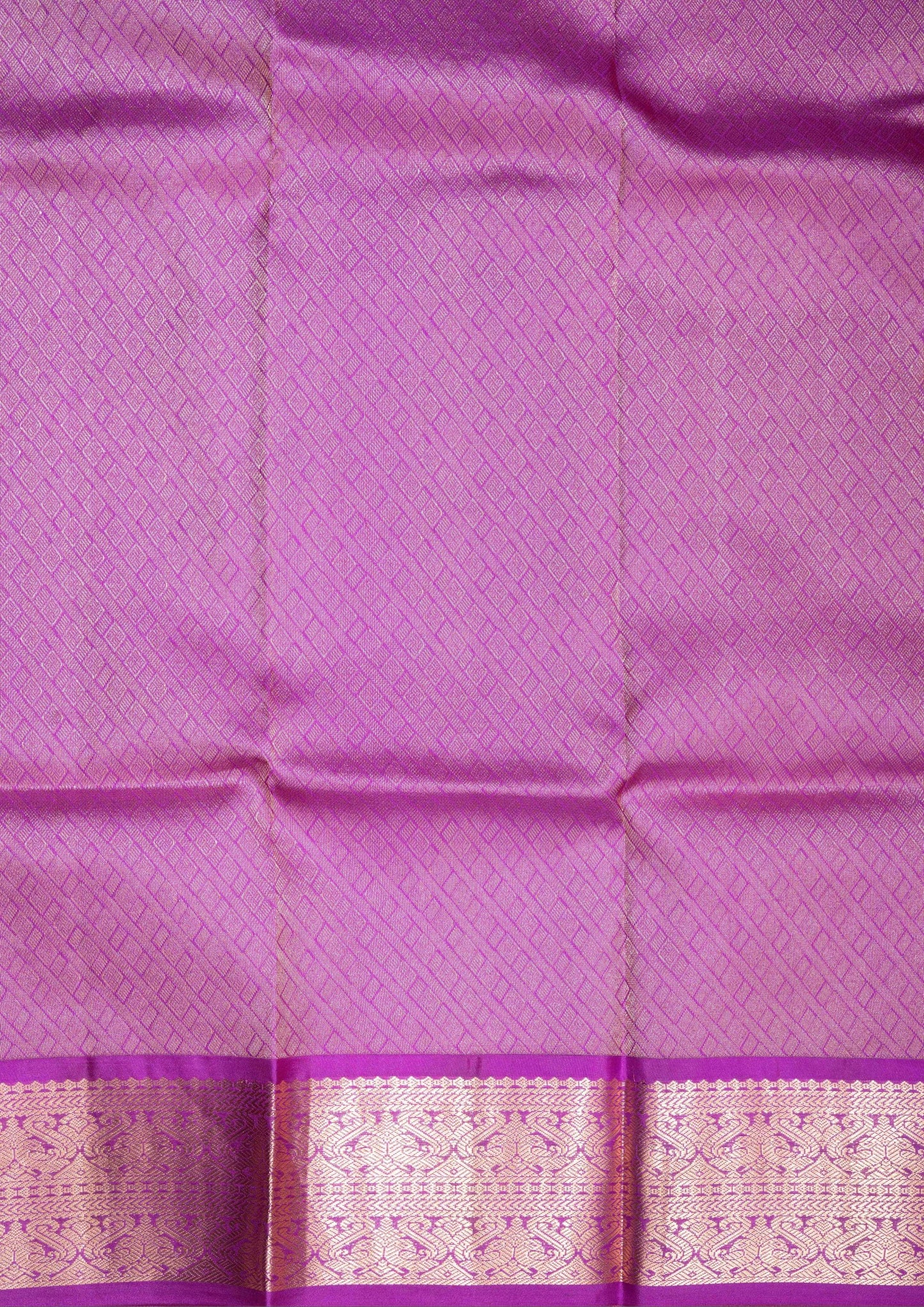 Orange Shade Kanjivaram Pure Silk Saree With Magenta Rose Blouse