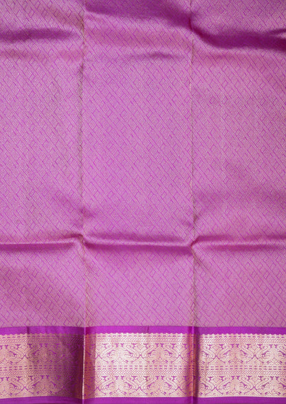 Orange Shade Kanjivaram Pure Silk Saree With Magenta Rose Blouse