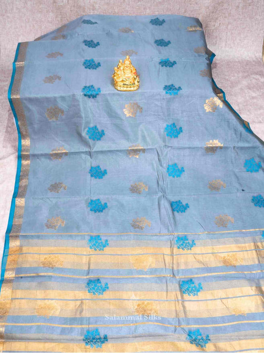 Grey Color Fancy Saree with Running Blouse
