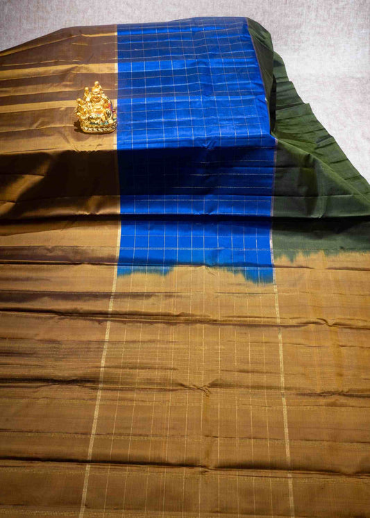 Kanjivaram Pure Silk Three Colour Saree With Blouse