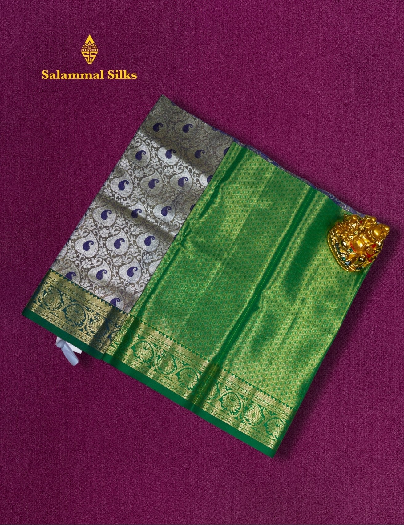 Mix Pattu Pavadai (Olive Violet) With Parrot Green Blouse 18"