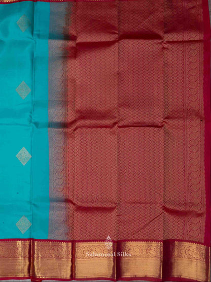 Rexona Green Color Kanjivaram Pure Silk Saree with Maroon Border and Blouse