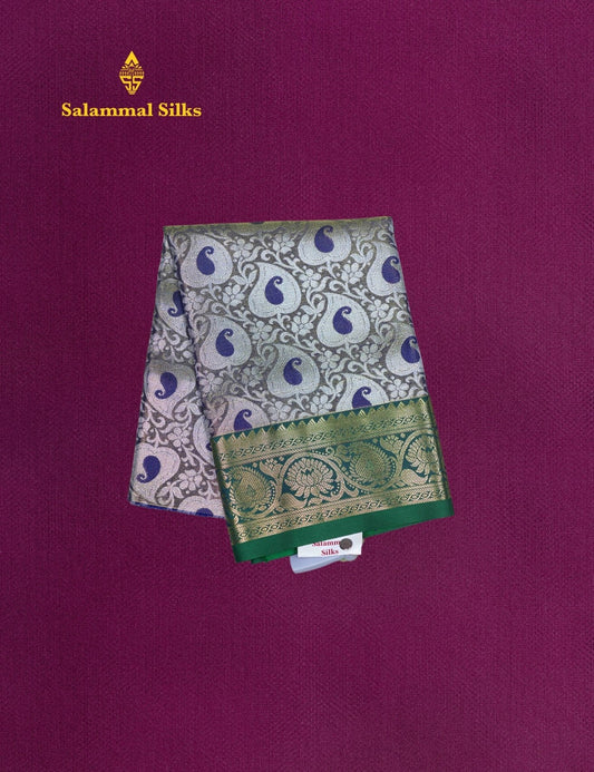 Mix Pattu Pavadai (Olive Violet) With Parrot Green Blouse 18"