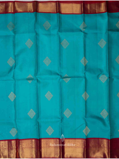 Rexona Green Color Kanjivaram Pure Silk Saree with Maroon Border and Blouse