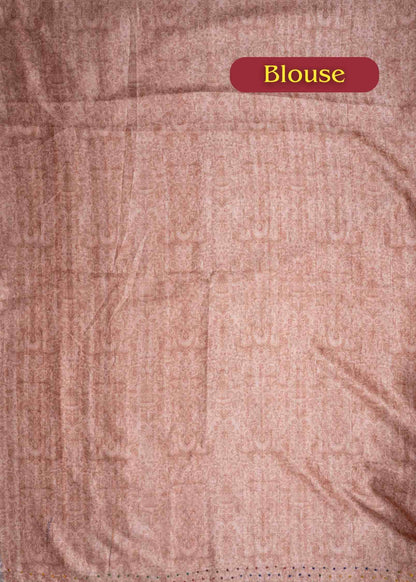 Sandal Pure Fancy Tussar Saree With Floral Blouse