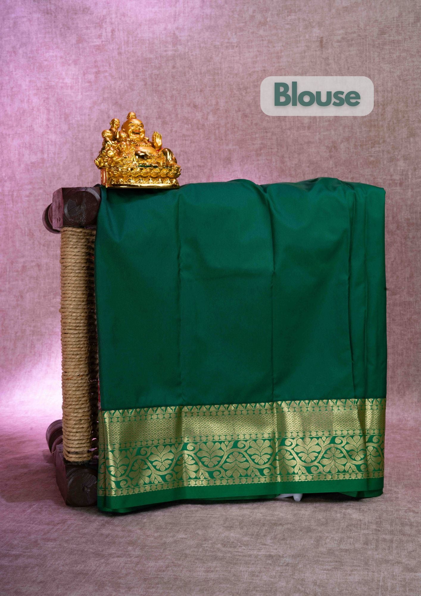 Semi Pattu Pavadai ( Red ) With Green Blouse 18"