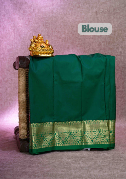 Semi Pattu Pavadai ( Red ) With Green Blouse 18"
