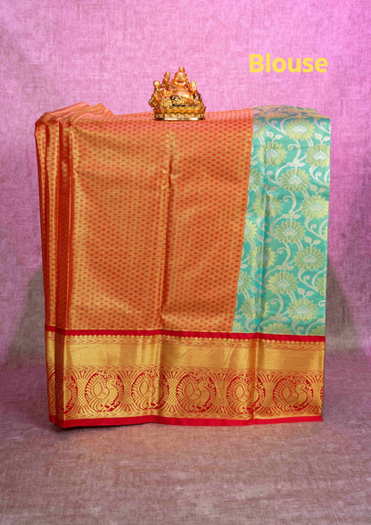 Mix Pattu Pavadai (Rexsona Green Tissue) With Maroon Blouse 36"