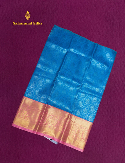 Mix Pattu Pavadai ( Sky Blue ) With Baby Pink Blouse 27"