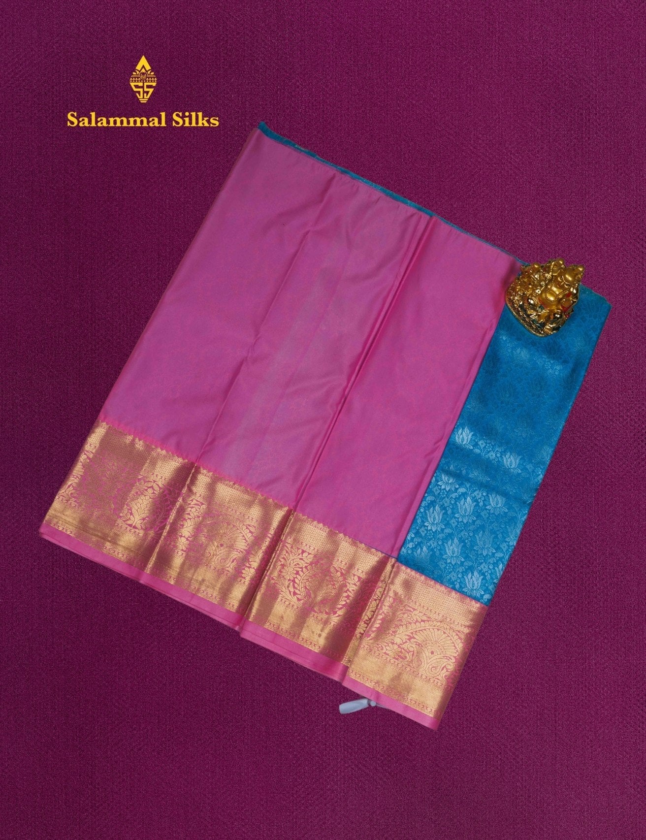 Mix Pattu Pavadai ( Sky Blue ) With Baby Pink Blouse 27"