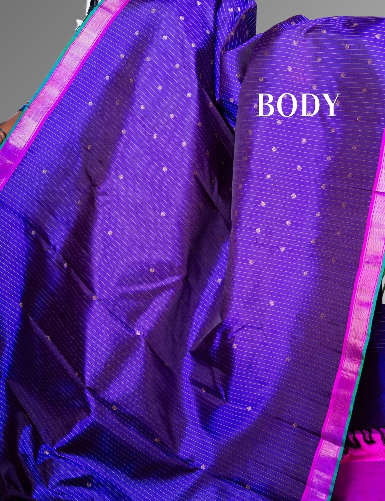 Kanjivaram Violet Pure Silk Saree 2G Zari With Majentha Plain Blouse