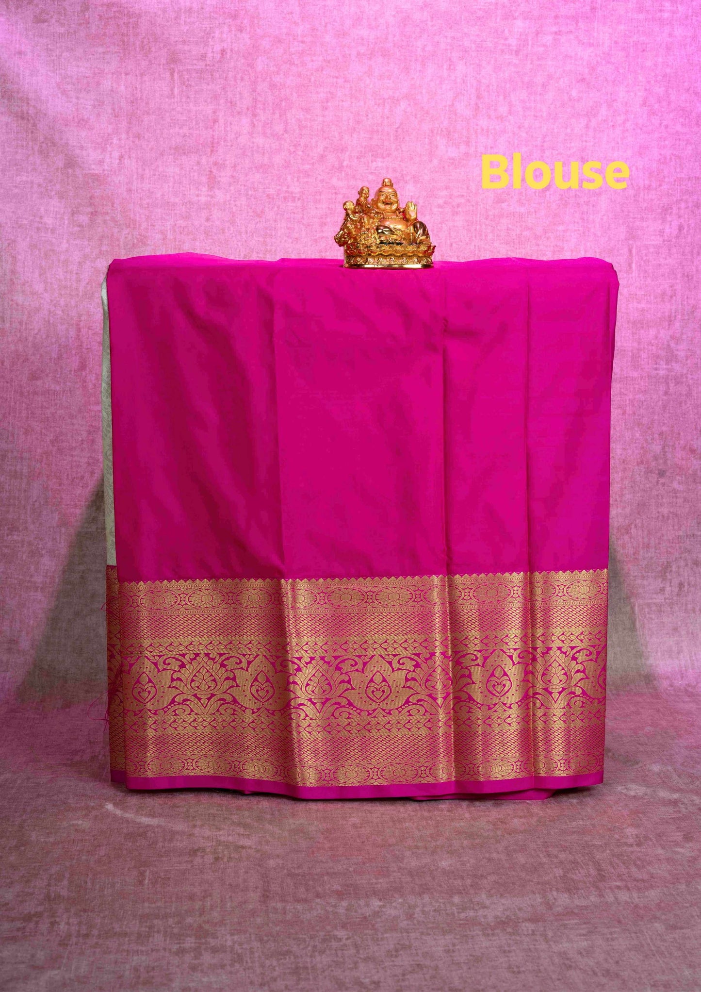 Mix Pattu Pavadai (Cream Green) With Pink Blouse 36"