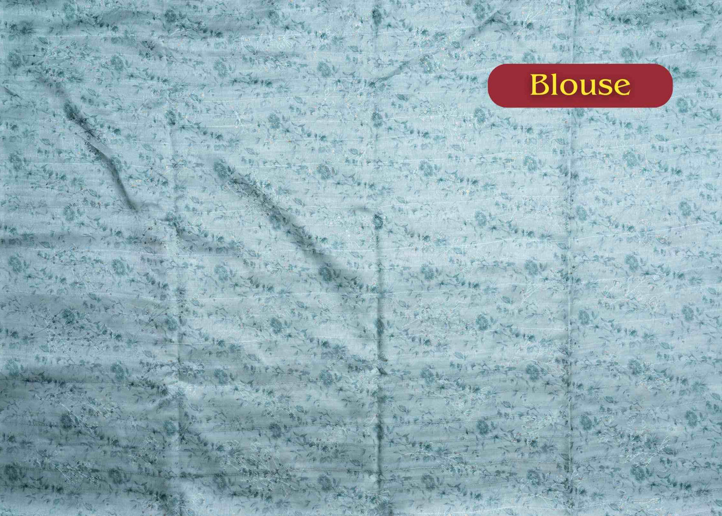 Cream Green Pure Fancy Tussar Saree With Floral Print Blouse