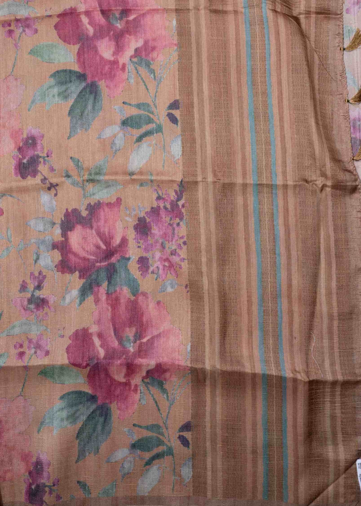 Olive Mustard Yellow Pure Fancy Tussar Saree With Plain Blouse