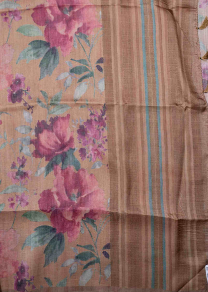 Olive Mustard Yellow Pure Fancy Tussar Saree With Plain Blouse