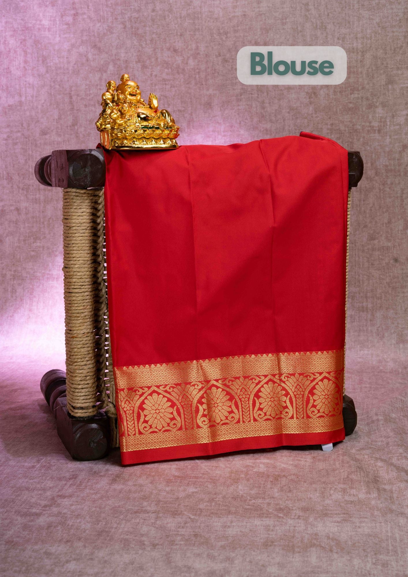 Semi Silk Pattu Pavadai ( Royal Blue ) With Red Blouse 18"