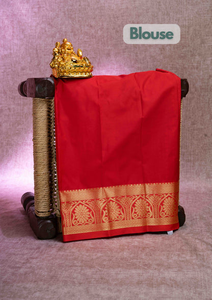 Semi Silk Pattu Pavadai ( Royal Blue ) With Red Blouse 18"