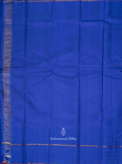 Lemon Yellow Kanjivaram Pure Silk Saree Ink Blue Temple Border with Blouse