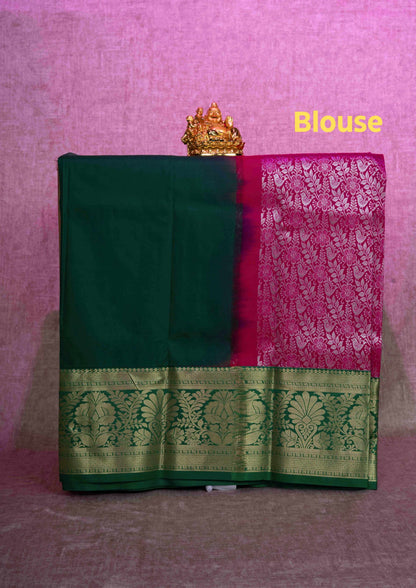 Mix Pattu Pavadai ( Pink ) With Green Blouse 36"