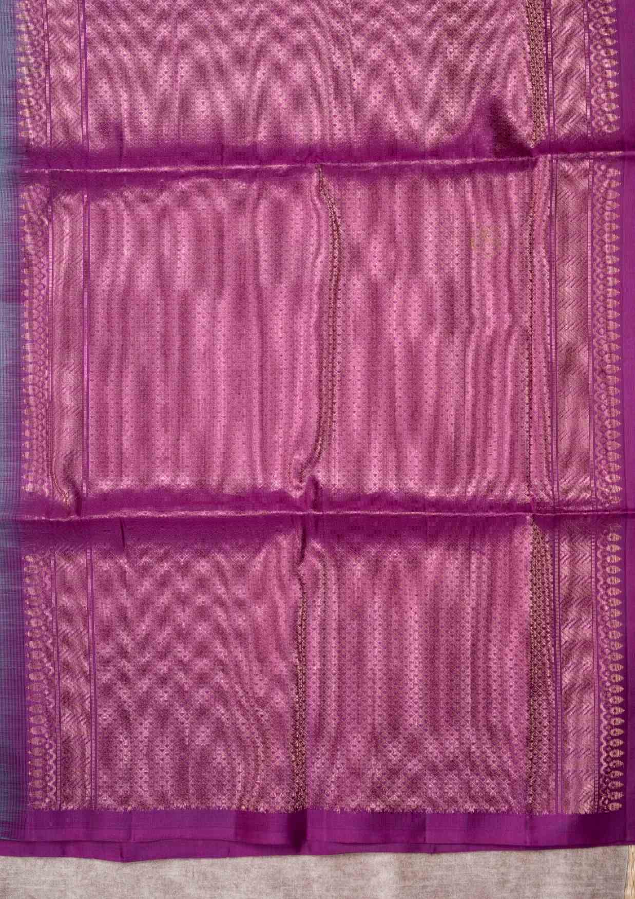 Gray Pure Soft Silk Saree With Violet Blouse
