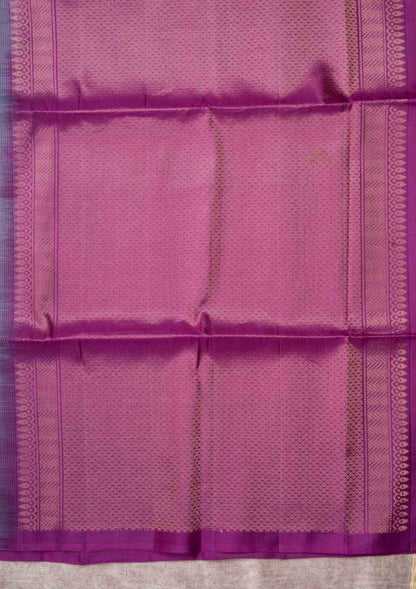 Gray Pure Soft Silk Saree With Violet Blouse