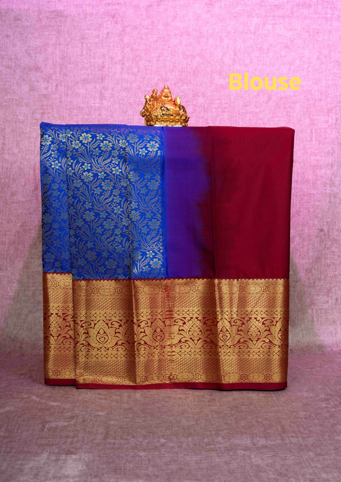 Semi Silk Pattu Pavadai ( Royal Blue ) With Maroon Blouse 36"