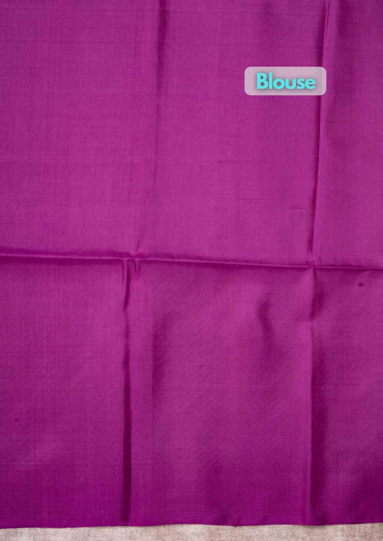 Gray Pure Soft Silk Saree With Violet Blouse