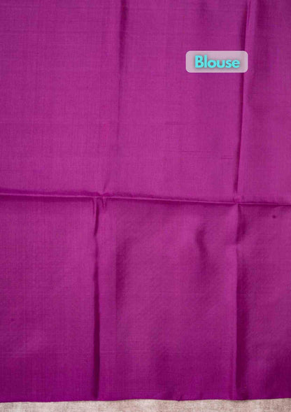 Gray Pure Soft Silk Saree With Violet Blouse