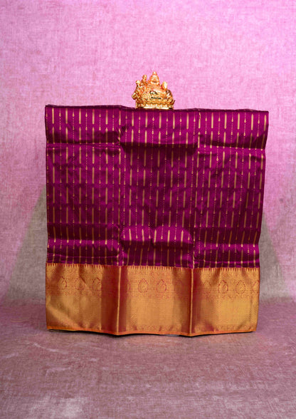 Pure Silk Pattu Pavadai ( Violet ) With Yellow Blouse 36"